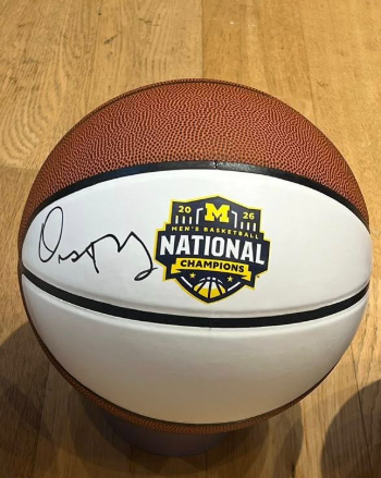Dusty May Autographed Michigan Wolverines Basketball — 2026 National Champions