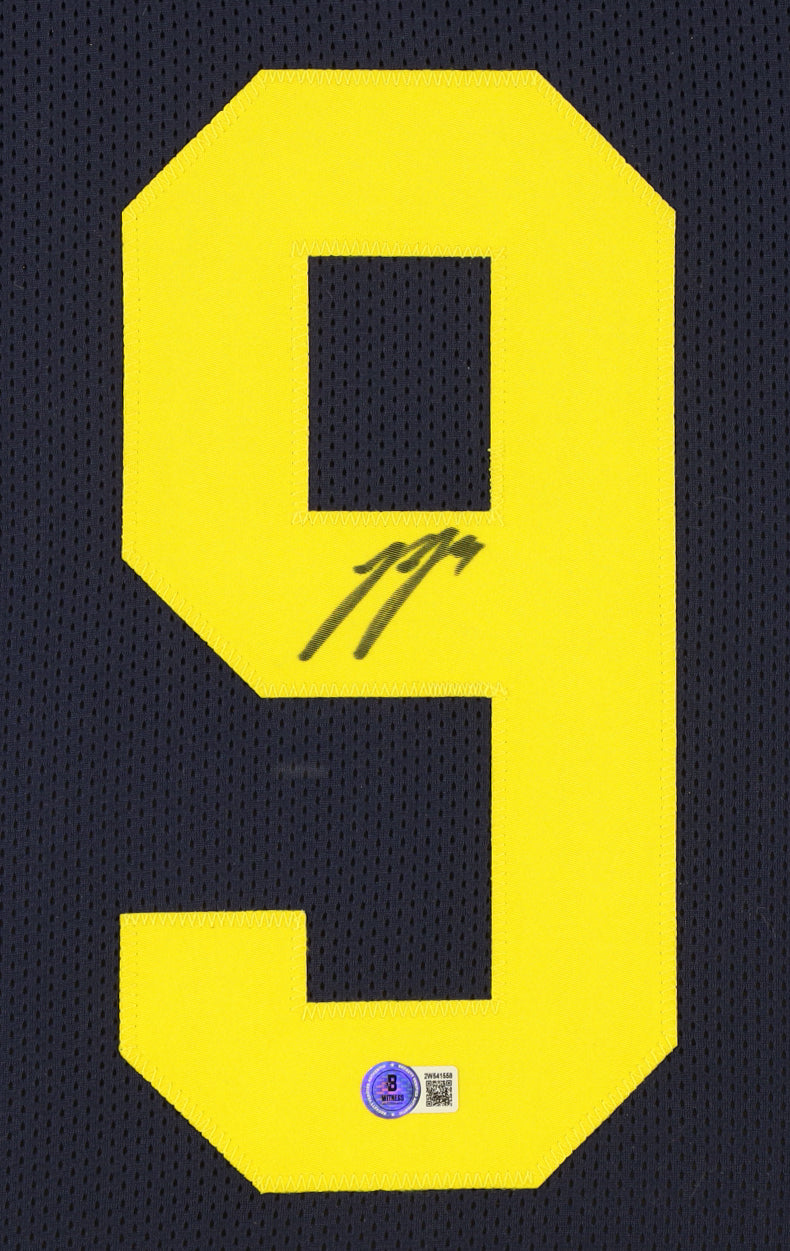 J.J. McCarthy Signed Michigan Wolverines CUSTOM Framed Jersey Display - Beckett