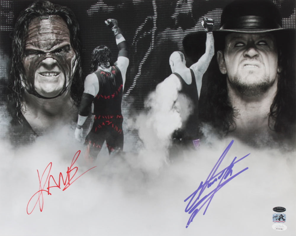 Kane & The Undertaker Dual-Signed WWE 16x20 Photo — Hall of Fame