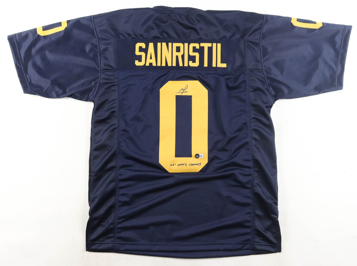 Mike Sainristil Autographed Custom Jersey — Inscribed "23' Nat'l Champs"