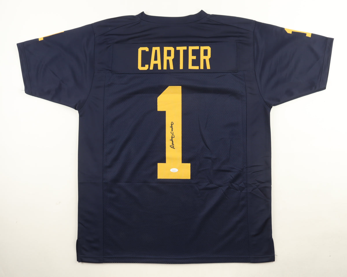 Anthony Carter Signed Michigan Wolverines CUSTOM Navy #1 Jersey - JSA