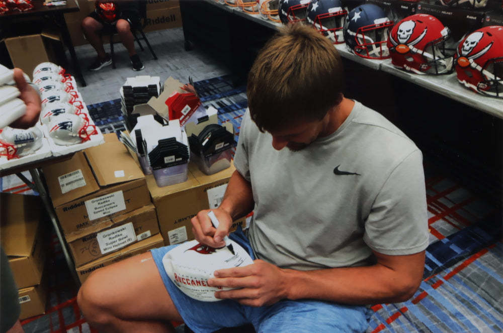 Rob Gronkowski Autographed Tampa Bay Buccaneers Logo Football — Super Bowl XXXVII Commemorative