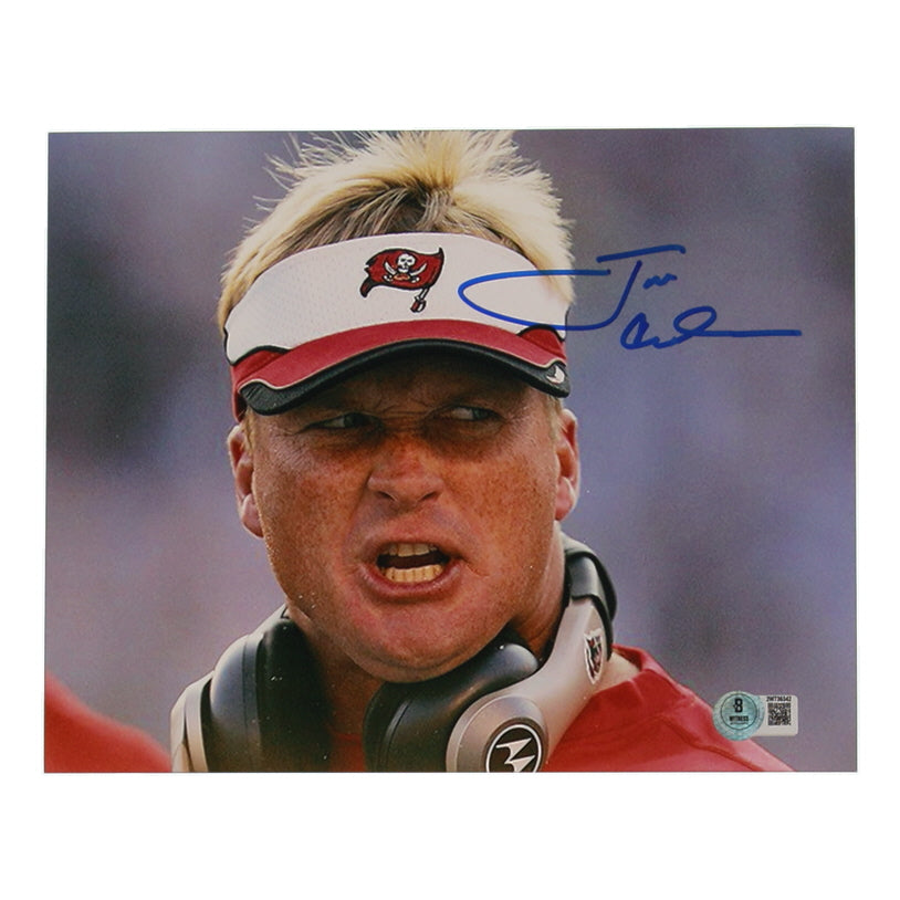 Jon Gruden Signed Tampa Bay Buccaneers 8x10 Photo — "Chucky Face" — Beckett Witnessed
