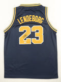Yaxel Lendeborg Autographed Michigan Wolverines Authentic Jordan Brand Jersey — Navy Blue, 2026 National Champions, Final Four Patch — Size L